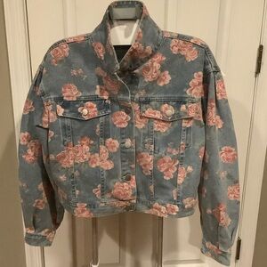 Floral Blue Jean Jacket
